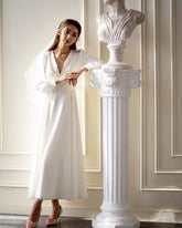 Nicole V Neck Bishop Sleeves Midi Dress
